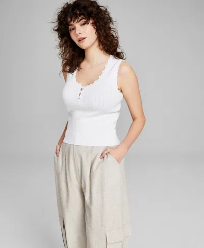 And Now This Women's Pointelle-knit Sleeveless Sweater Top, Created For Macy's In White