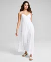 And Now This Women's Linen-blend Button-front Maxi Dress, Created For Macy's In White