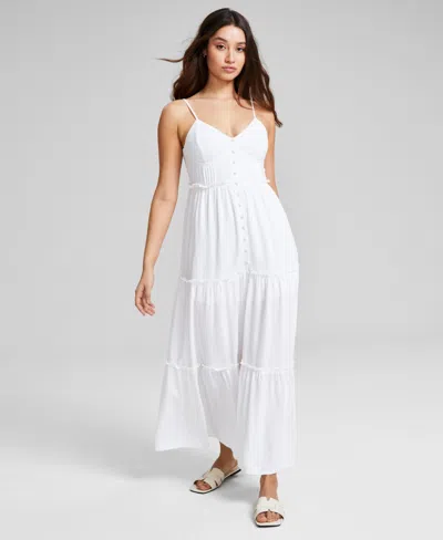 And Now This Women's Linen-blend Button-front Maxi Dress, Created For Macy's In White