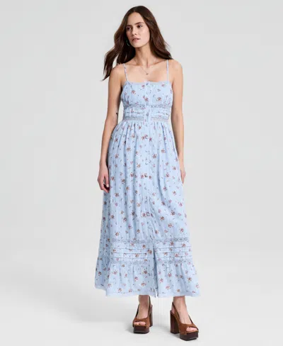 And Now This Women's Printed Cotton Sleeveless Maxi Dress, Macy's Exclusive In Blue