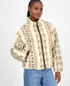 And Now This Women's Printed Faux-sherpa Jacket, Macy's Exclusive In Neutral