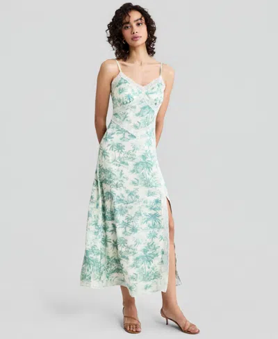 And Now This Women's Printed Lace-trim Maxi Dress, Macy's Exclusive In Green