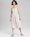 And Now This Women's Printed Tiered Midi Dress, Exclusively At Macy's In Pink,cream Floral