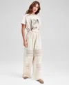 And Now This Women's Pull-on High-rise Lace-inset Pants, Macy's Exclusive In Neutral