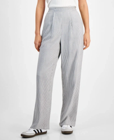 And Now This Women's Pull-on Pin-striped Pants In Black,white Stripe