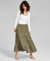 And Now This Women's Pull-on Tiered Maxi Skirt In Crushed Oregano