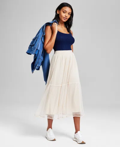 And Now This Women's Pull-on Tiered Tulle Midi Skirt, Exclusively At Macy's In Tan