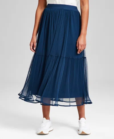 And Now This Women's Pull-on Tiered Tulle Midi Skirt, Exclusively At Macy's In Titan