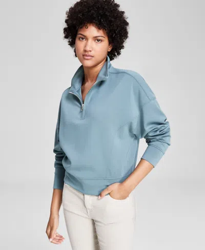 And Now This Women's Quarter-zip Scuba Sweatshirt, Created For Macy's In North Atlantic