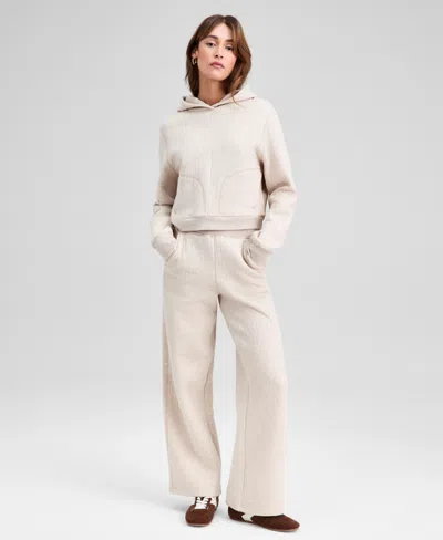 And Now This Women's Quilted Wide-leg Lounge Pants, Macy's Exclusive In Heather Oatmeal