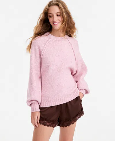 And Now This Women's Raglan Slouchy Crew Sweater, Macy's Exclusive In Rosy Heather