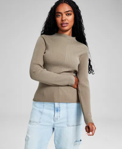 And Now This Women's Ribbed Mockneck Sweater, Created For Macy's In Crushed Oregano