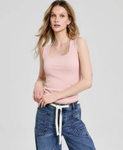 And Now This Women's Ribbed Seamless Square-neck Tank Top, Created For Macy's In Pink