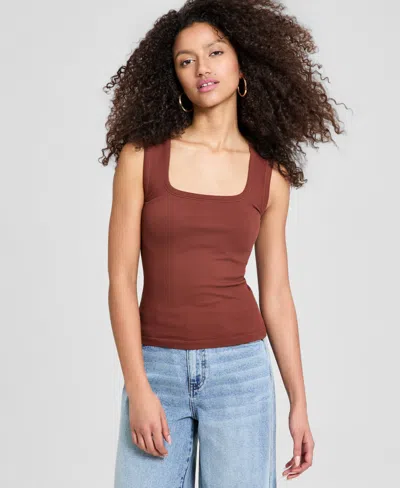 And Now This Women's Ribbed Seamless Square-neck Tank Top, Created For Macy's In Brown