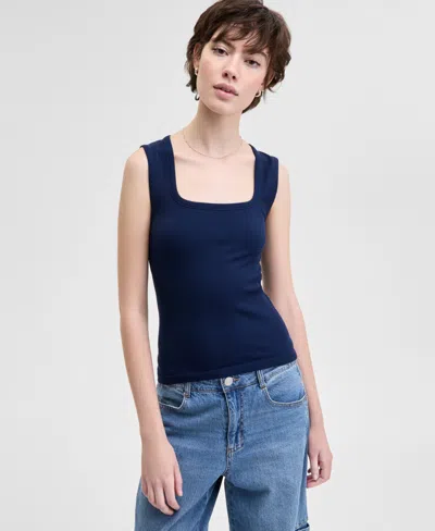 And Now This Women's Ribbed Seamless Square-neck Tank Top, Created For Macy's In Blue