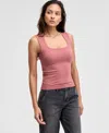 And Now This Women's Ribbed Seamless Square-neck Tank Top, Created For Macy's In Sienna Dune