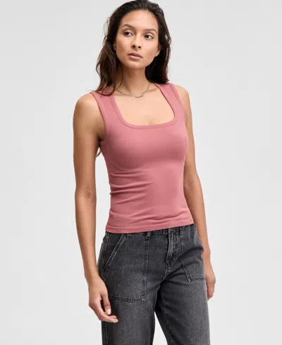 And Now This Women's Ribbed Seamless Square-neck Tank Top, Created For Macy's In Pink