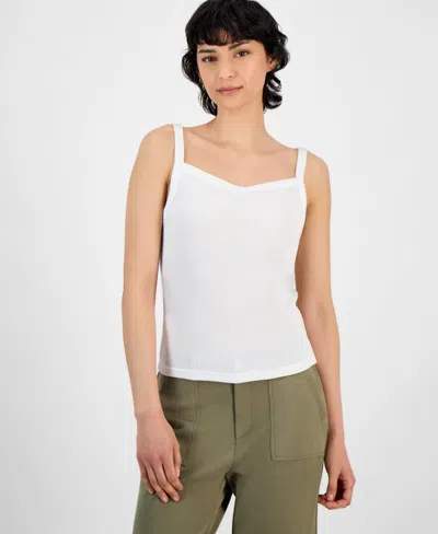And Now This Women's Ribbed Square-neck Top, Regular & Petites, Exclusively At Macy's In White