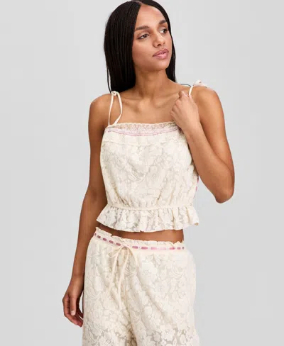 And Now This Women's Ribbon Trim Lace Tank, Macy's Exclusive In White