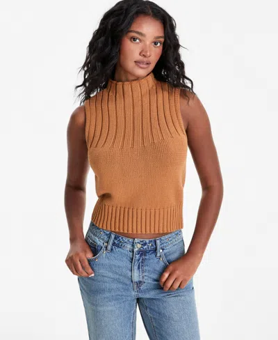 And Now This Women's Rib-knit Mock-neck Shell, Macy's Exclusive In Brown