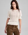 And Now This Now This Womens Round Neck Open Knit Sweater Pxxs 2xl Macys Exclusive In Neutral