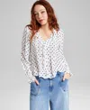 And Now This Women's Ruffle Front Long-sleeve Blouse, Exclusively At Macy's In Calla Lilly Dot