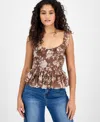 And Now This Women's Ruffle-strap Bubble-hem Top, Macy's Exclusive In Brown