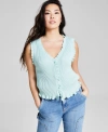 AND NOW THIS WOMEN'S RUFFLE-TRIM BUTTON-UP SWEATER VEST, CREATED FOR MACY'S