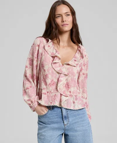 And Now This Women's Ruffled Peplum Top, Macy's Exclusive In Pink