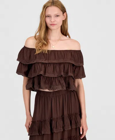And Now This Women's Ruffled Tiered Top, Macy's Exclusive In Brown