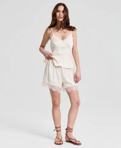 And Now This Women's Satin Lace-trim Shorts, Macy's Exclusive In White