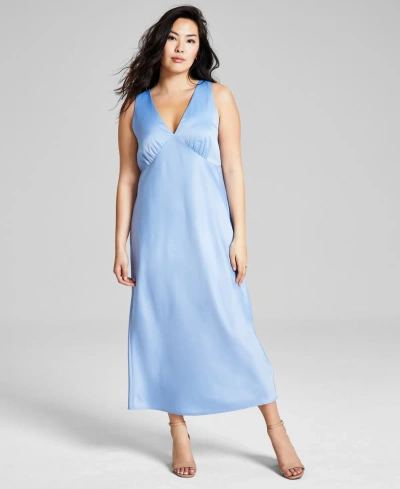And Now This Women's Satin Sleeveless Maxi Dress, Created For Macy's In Clean Chambray