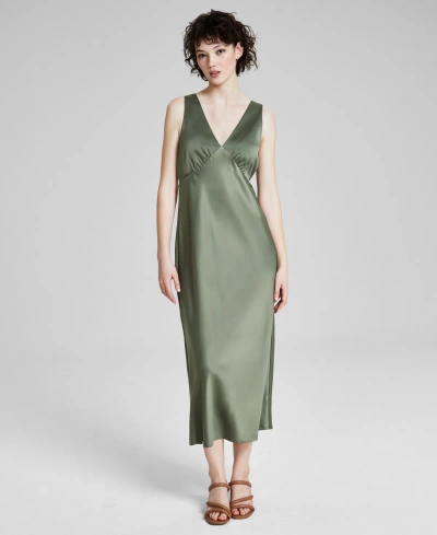 And Now This Women's Satin Sleeveless Maxi Dress, Created For Macy's In Crushed Oregano