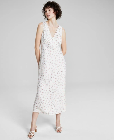 And Now This Women's Satin Sleeveless Maxi Dress, Created For Macy's In White Floral