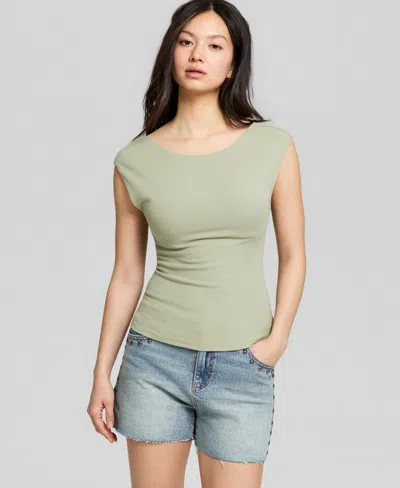 And Now This Women's Scoop Back Cotton Knit Top, Macy's Exclusive In Green