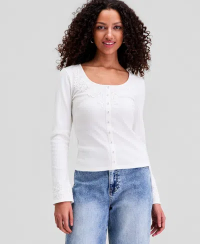 And Now This Women's Scoop-neck Button-front Top, Macy's Exclusive In White