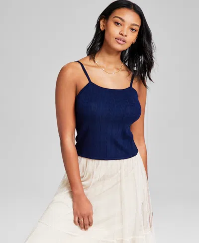 And Now This Women's Scoop-neck Pointelle Tank Top, Exclusively At Macy's In Indigo Batik