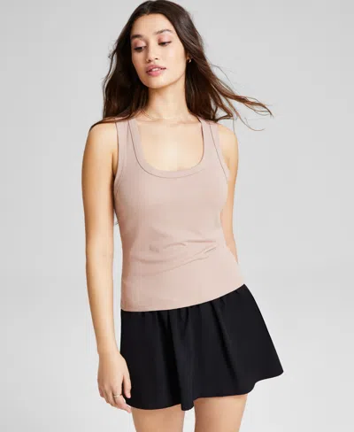 And Now This Women's Scoop-neck Rib-knit Sleeveless Tank Top, Created For Macy's In Almond