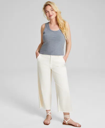 And Now This Women's Scoop-neck Rib-knit Sleeveless Tank Top, Created For Macy's In Heather Grey