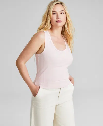 And Now This Women's Scoop-neck Rib-knit Sleeveless Tank Top, Created For Macy's In Lotus Pink