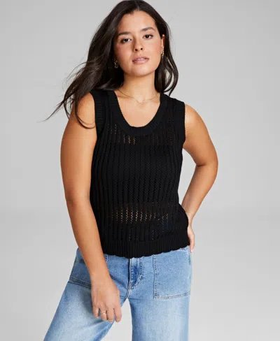And Now This Women's Scoop-neck Sleeveless Sweater Tank Top, Created For Macy's In Black