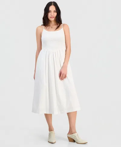And Now This Women's Scoop-neck Smocked Cotton Midi Dress, Macy's Exclusive In White