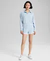 And Now This Women's Scuba Contrast-hem Pull-on Shorts, Exclusively At Macy's In Lt Blue