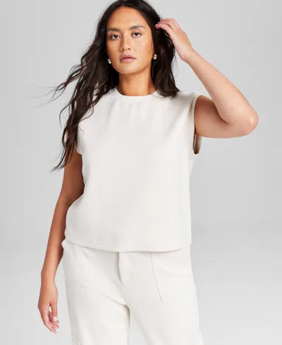 And Now This Women's Scuba Crewneck Sleeveless Top, Created For Macy's In Stone