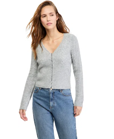 And Now This Women's Sculpted Cable-knit Cardigan, Macy's Exclusive In Lt Heather Gray