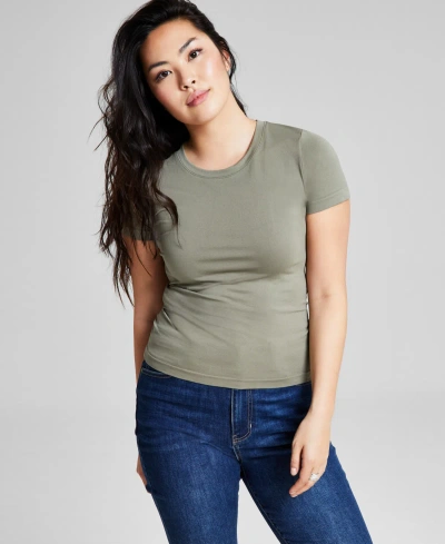 And Now This Women's Seamless Short-sleeve Top, Created For Macy's In Cruched Oregano