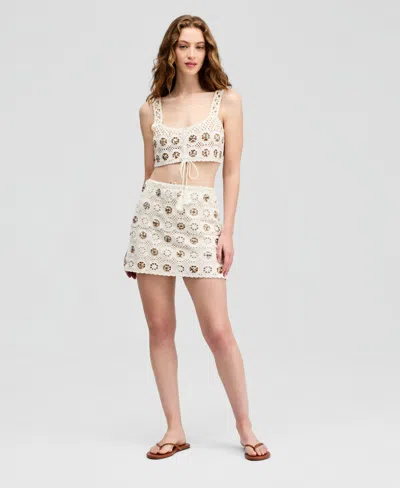 And Now This Women's Sequin Crochet Miniskirt, Macy's Exclusive In White