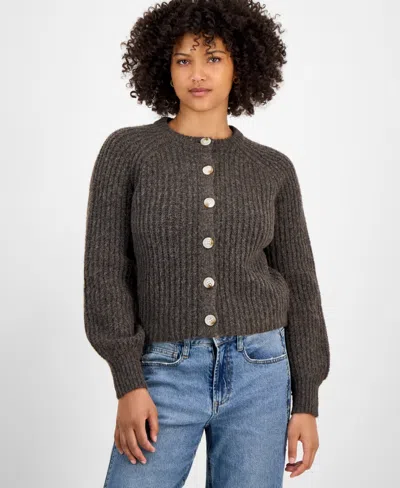 And Now This Women's Shaker Stitch Button-front Cardigan, Macy's Exclusive In Gray