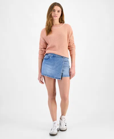 And Now This Women's Whip Stitch Dropped-shoulder Cotton Sweater, Regular & Petites, Exclusively At Macy's In True Terracotta