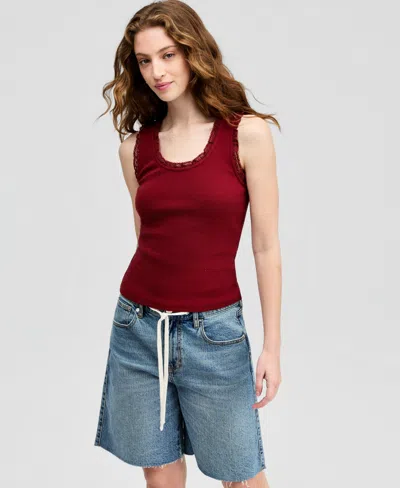And Now This Women's Sleeveless Lace-trim Tank Top, Macy's Exclusive In Red